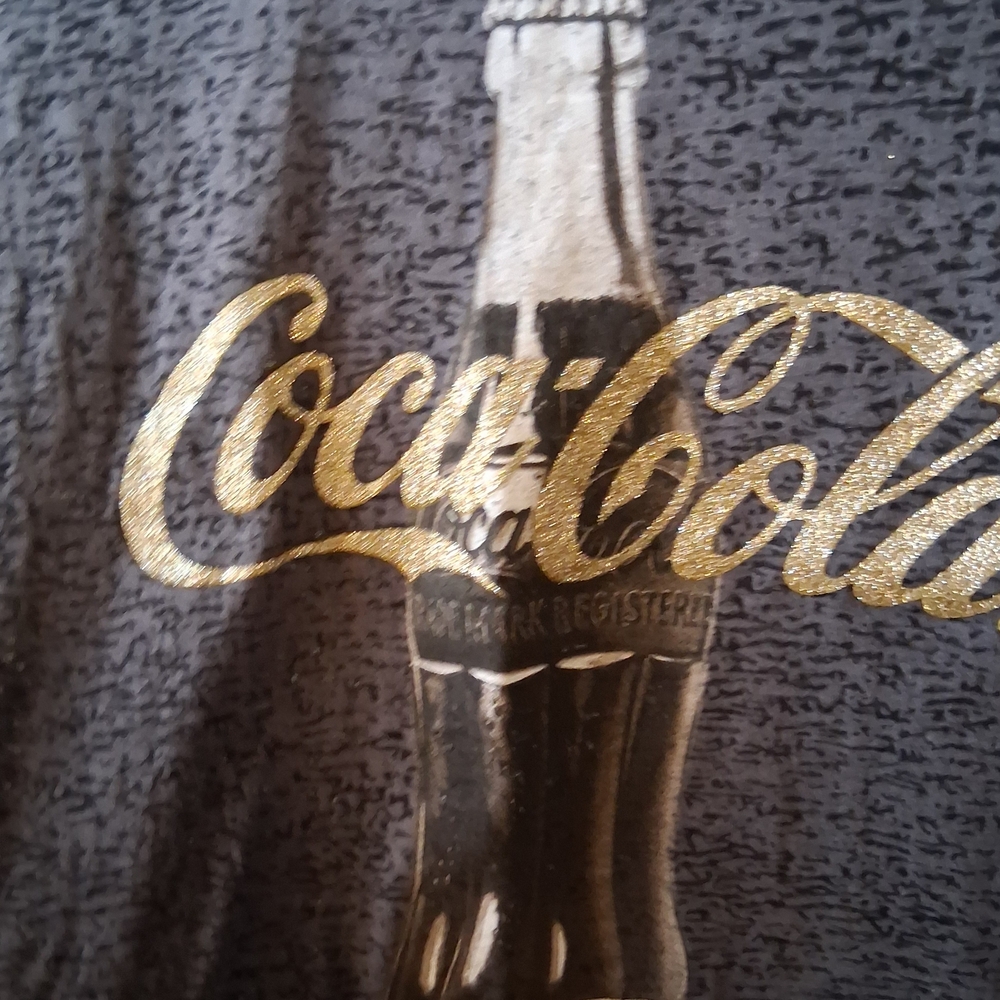 Coca Cola Junior's Black Marled V-Neck Fitted Tee Size L - Picture 5 of 5